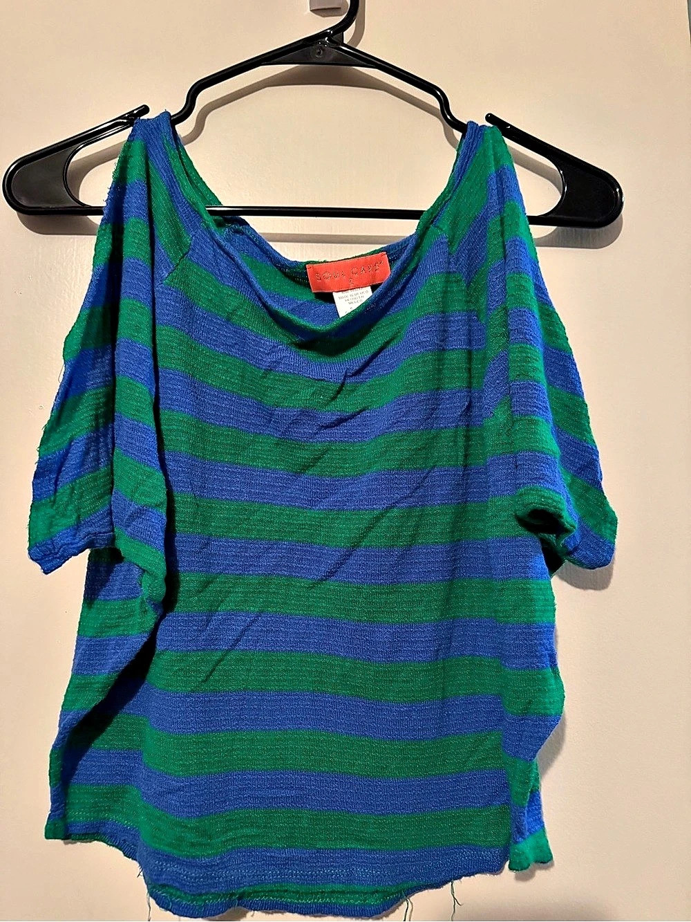 Soul Cake Striped Short Sleeve Top in Blue & Green Size Small